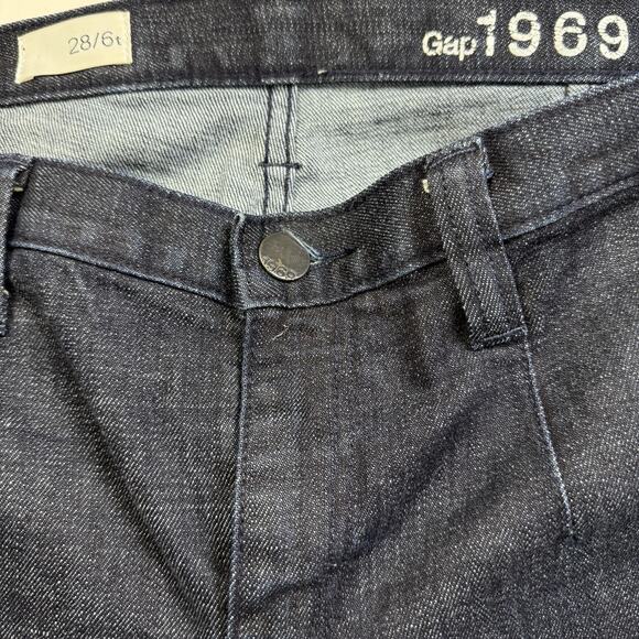 Gap 1969 Dark Wash Low Rise Slim Straight Leg Trouser Jeans Size 28 6T Y2K Style - Picture 4 of 9